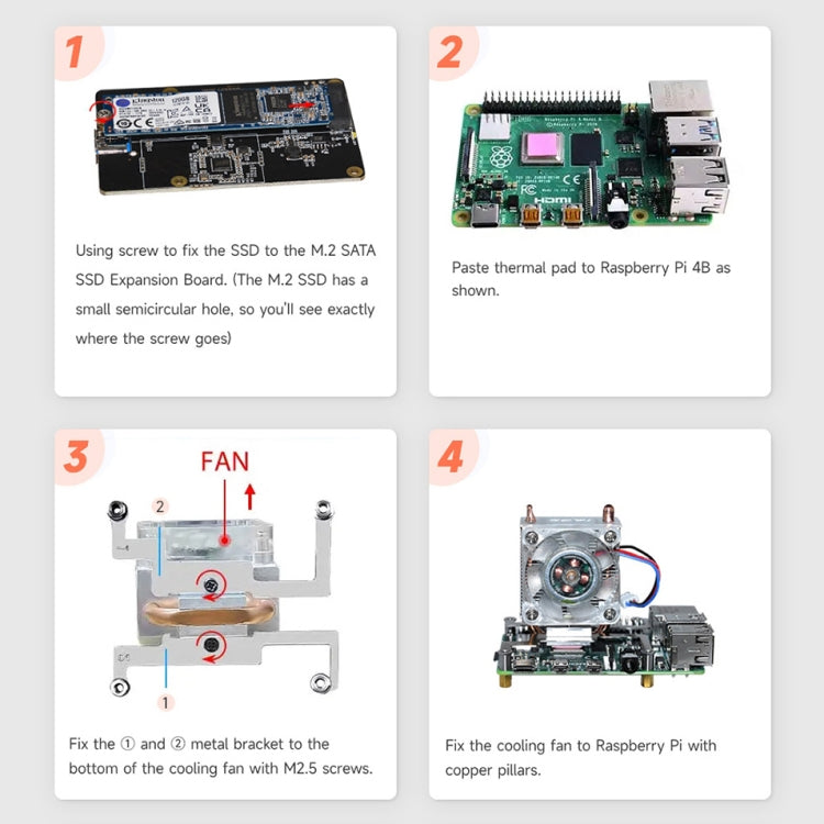 Waveshare Mini Tower NAS Kit for Raspberry Pi 4B Support Up to 2TB M.2 SATA SSD(Black) - Consumer Electronics by WAVESHARE | Online Shopping UK | buy2fix