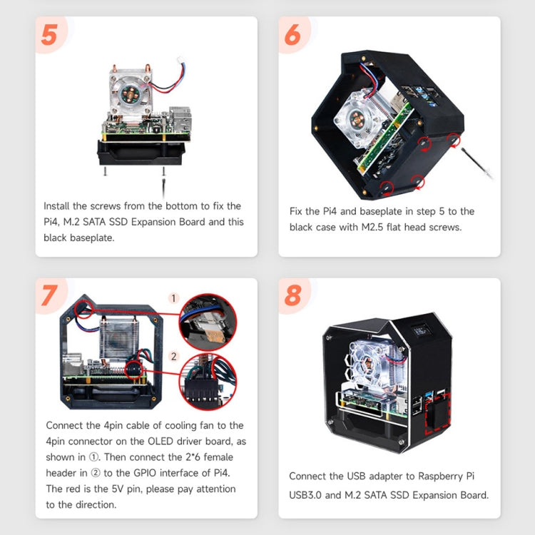 Waveshare Mini Tower NAS Kit for Raspberry Pi 4B Support Up to 2TB M.2 SATA SSD(Black) - Consumer Electronics by WAVESHARE | Online Shopping UK | buy2fix