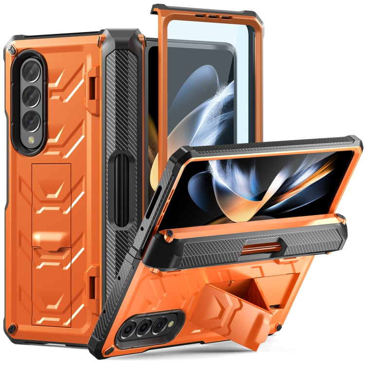 For Samsung Galaxy Z Fold4 5G SM-F936 Armored All-inclusive Shockproof Folding Phone Case(Orange) - Galaxy Z Fold4 5G Cases by buy2fix | Online Shopping UK | buy2fix