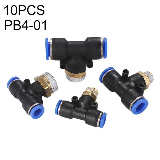 PB4-01 LAIZE 10pcs Plastic T-type Tee Male Thread Pneumatic Quick Connector -  by LAIZE | Online Shopping UK | buy2fix