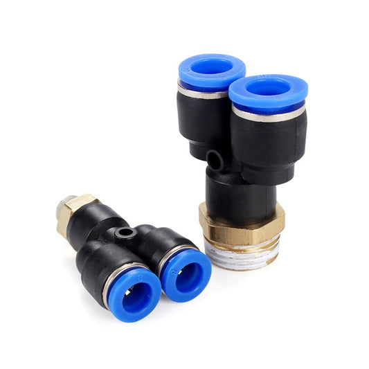 PX6-02 LAIZE 2pcs Plastic Y-type Tee Male Thread Pneumatic Quick Connector by LAIZE