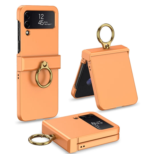 For Samsung Galaxy Z Flip4 GKK Ultrathin Hinge Full Coverage Phone Case with Ring Holder(Orange)