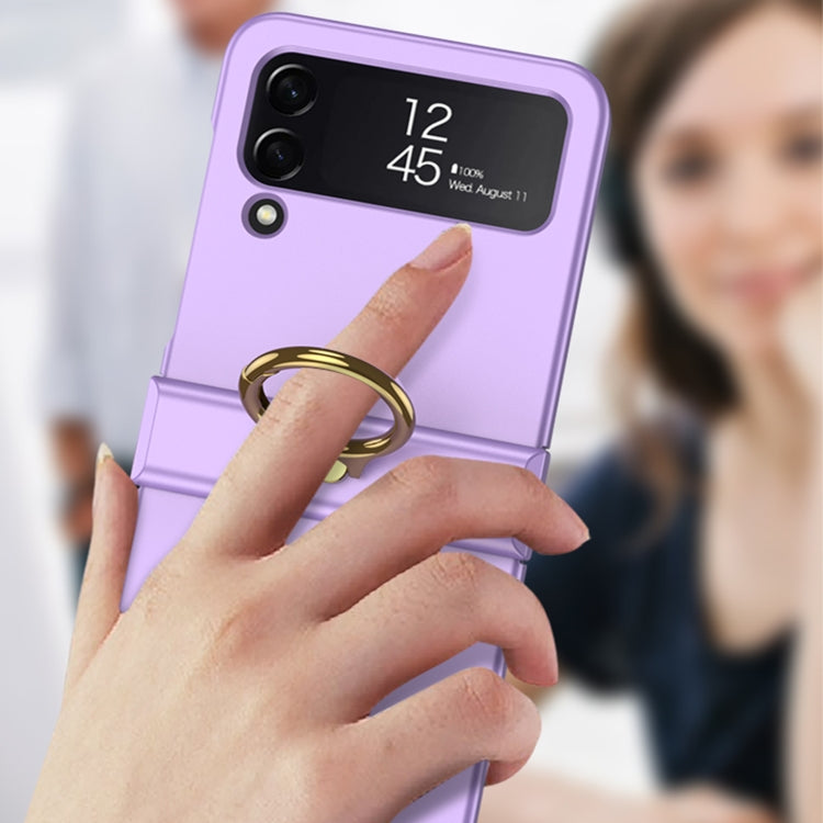 For Samsung Galaxy Z Flip4 GKK Ultrathin Hinge Full Coverage Phone Case with Ring Holder(Purple) - Galaxy Z Flip4 5G Cases by GKK | Online Shopping UK | buy2fix