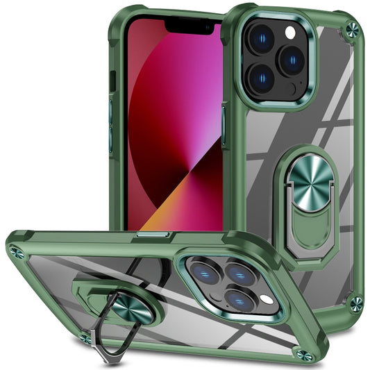 For iPhone 11 Pro Max TPU + PC Lens Protection Phone Case with Ring Holder(Green) by buy2fix