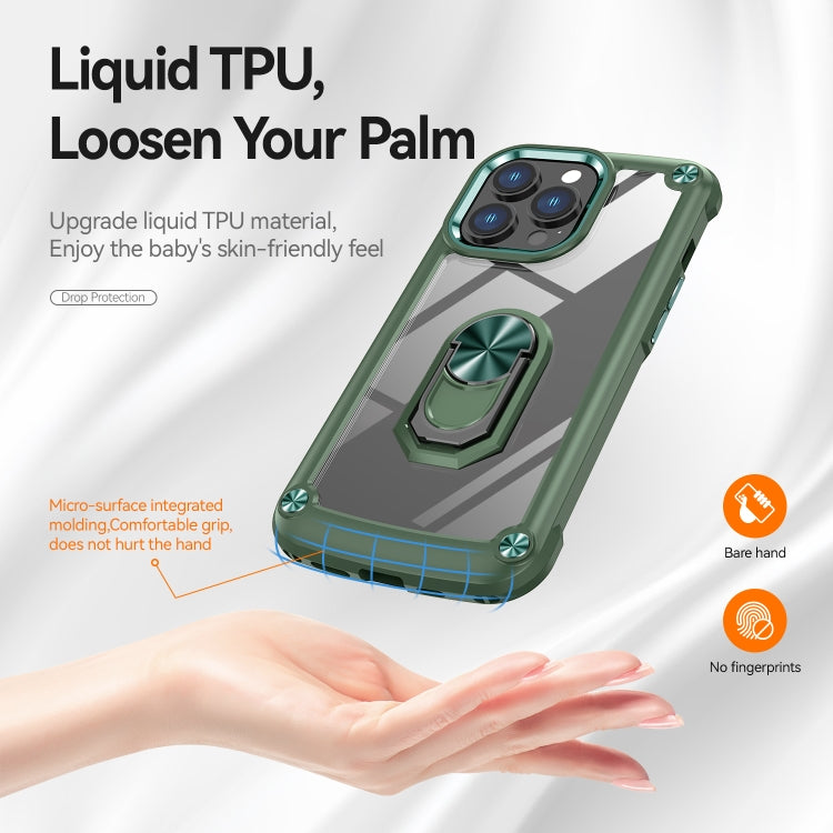 For iPhone 11 Pro Max TPU + PC Lens Protection Phone Case with Ring Holder(Green) by buy2fix