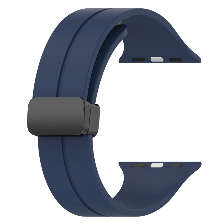 Solid Color Magnetic Buckle Silicone Watch Band For Apple Watch Ultra 49mm / Series 8&7 45mm / SE 2&6&SE&5&4 44mm(Midnight Blue) by buy2fix