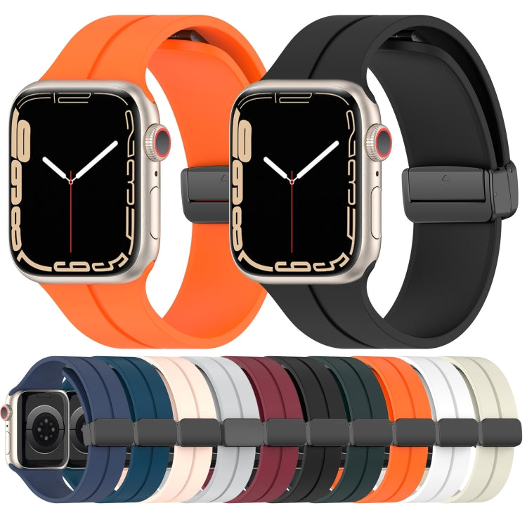 Solid Color Magnetic Buckle Silicone Watch Band For Apple Watch Ultra 49mm / Series 8&7 45mm / SE 2&6&SE&5&4 44mm(Midnight Blue) by buy2fix