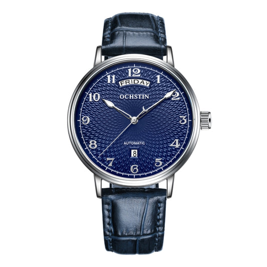 OCHSTIN 6141A Masterpiece Day-date Mechanical Men Watch(Blue-Blue) - Leather Strap Watches by OCHSTIN | Online Shopping UK | buy2fix