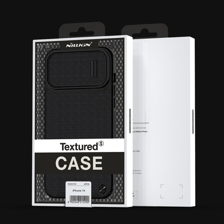 For iPhone 14 NILLKIN Texture MagSafe Camshield PC + TPU Phone Case(Black) - iPhone 14 Cases by NILLKIN | Online Shopping UK | buy2fix