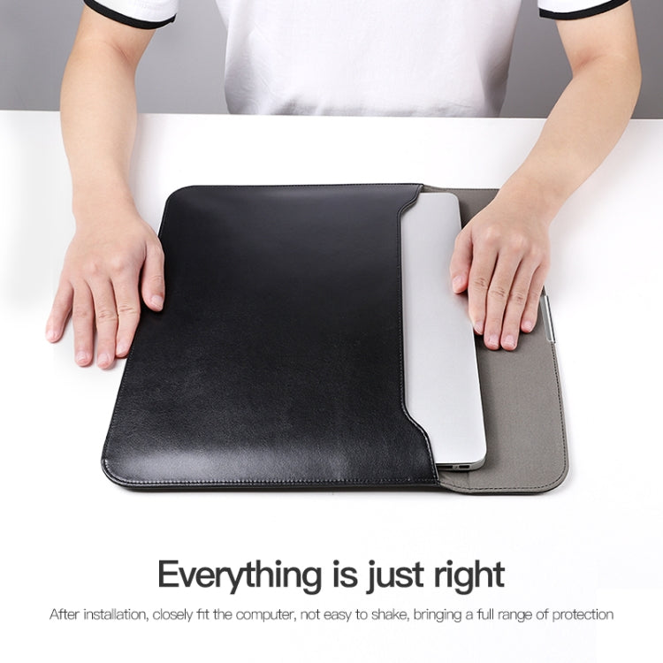For 13.3 / 13.6 / 14 inch Laptop Ultra-thin Leather Laptop Sleeve(Black) - 13.3 inch by buy2fix | Online Shopping UK | buy2fix