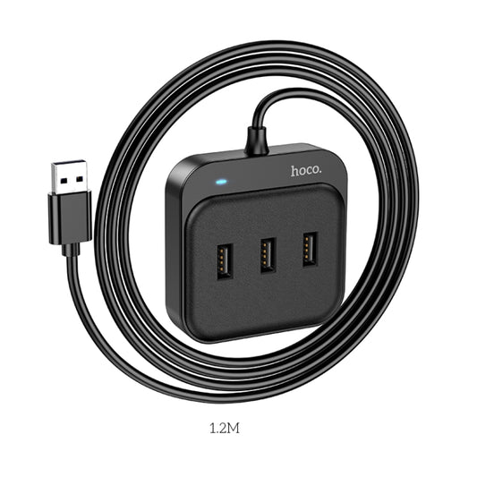hoco HB31 Easy 4 in 1 USB to USB2.0x4 Converter, Cable Length:1.2m(Black) - Computer & Networking by hoco | Online Shopping UK | buy2fix