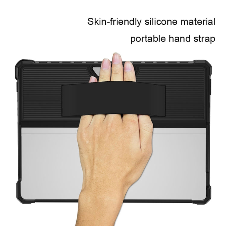 For Microsoft Surface Pro 8 Striped Hollow Tablet Case with Holder Cover(Black) by buy2fix