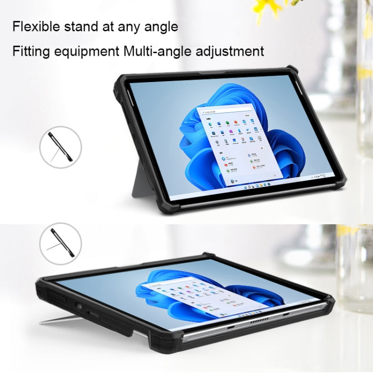 For Microsoft Surface Pro 9 Striped Hollow Tablet Case with Holder Cover(Black) by buy2fix