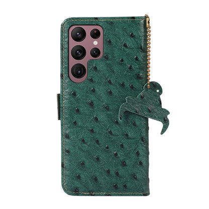 For Samsung Galaxy S23 Ultra 5G Ostrich Pattern Genuine Leather RFID Phone Case(Green) - Galaxy S23 Ultra 5G Cases by buy2fix | Online Shopping UK | buy2fix