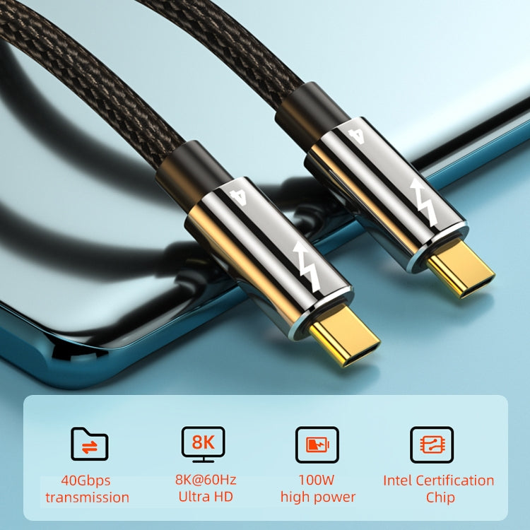100W Type-C to Type-C Compatible Thunderbolt 4 Full-function Data Cable, Length:0.8m by buy2fix