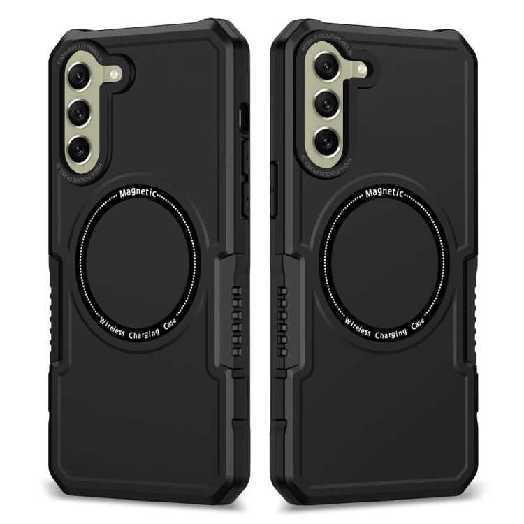 For Samsung Galaxy S21 FE 5G MagSafe Shockproof Armor Phone Case(Black) - Galaxy Phone Cases by buy2fix | Online Shopping UK | buy2fix