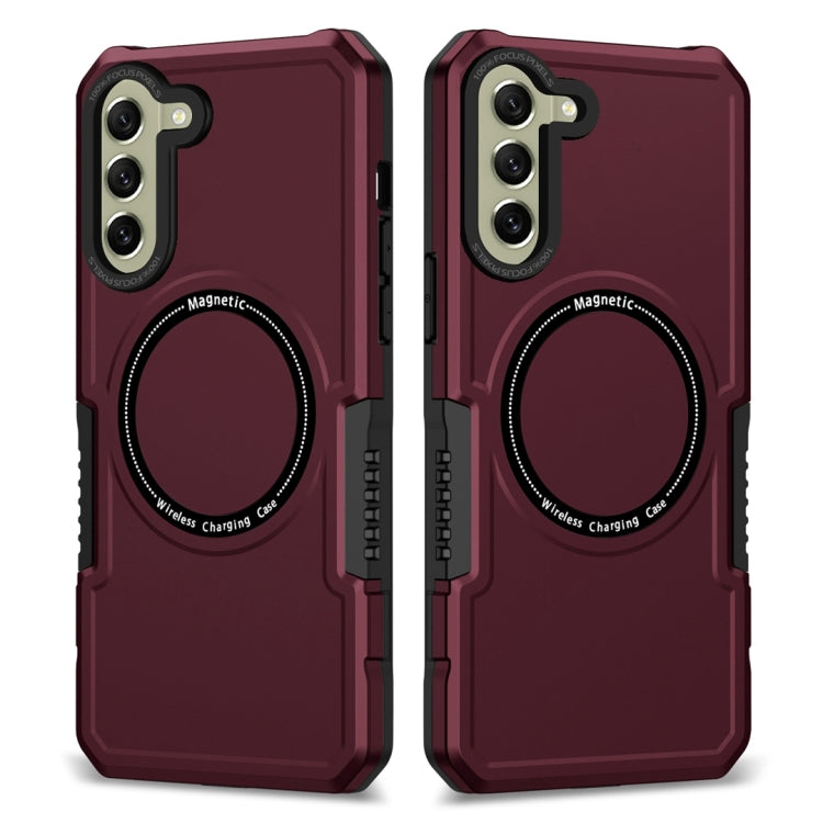 For Samsung Galaxy S21 FE 5G MagSafe Shockproof Armor Phone Case(Wine Red) by buy2fix