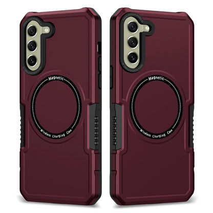 For Samsung Galaxy S21 FE 5G MagSafe Shockproof Armor Phone Case(Wine Red) by buy2fix