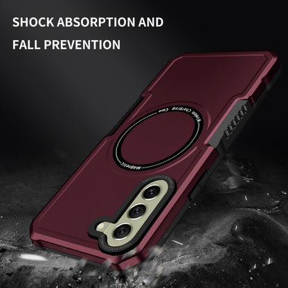 For Samsung Galaxy S21 FE 5G MagSafe Shockproof Armor Phone Case(Wine Red) by buy2fix