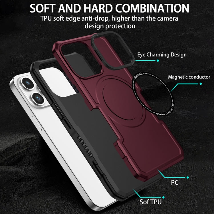 For Samsung Galaxy S21 FE 5G MagSafe Shockproof Armor Phone Case(Wine Red) by buy2fix