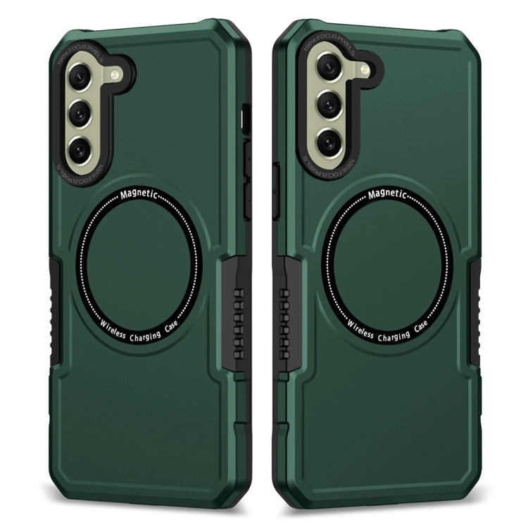 For Samsung Galaxy S21 FE 5G MagSafe Shockproof Armor Phone Case(Dark Green) by buy2fix