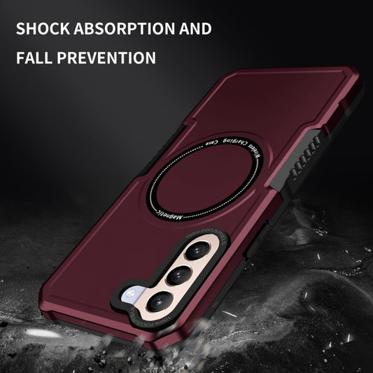 For Samsung Galaxy S21+ 5G MagSafe Shockproof Armor Phone Case(Wine Red) by buy2fix