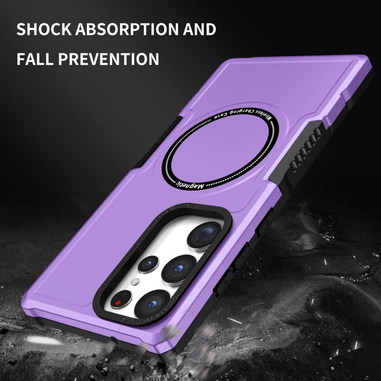 For Samsung Galaxy S23 Ultra 5G MagSafe Shockproof Armor Phone Case(Purple) - Galaxy S23 Ultra 5G Cases by buy2fix | Online Shopping UK | buy2fix