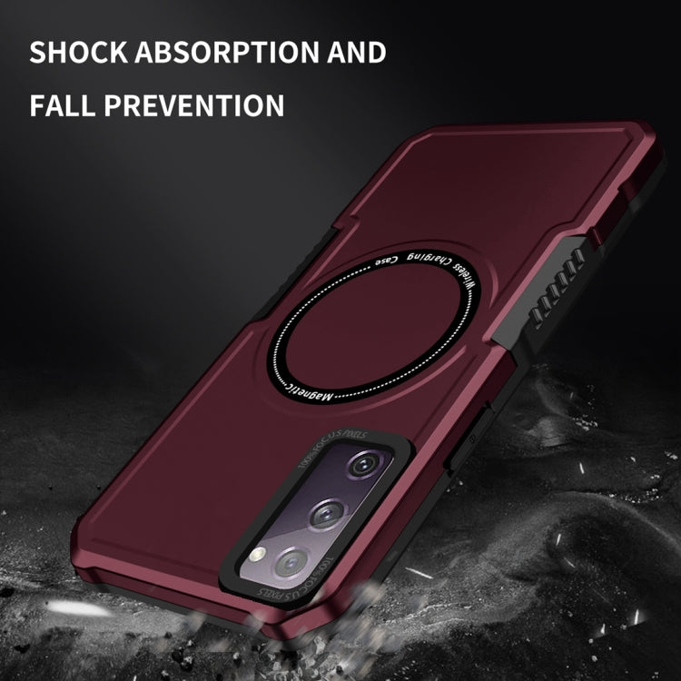 For Samsung Galaxy S20 FE MagSafe Shockproof Armor Phone Case(Wine Red) by buy2fix