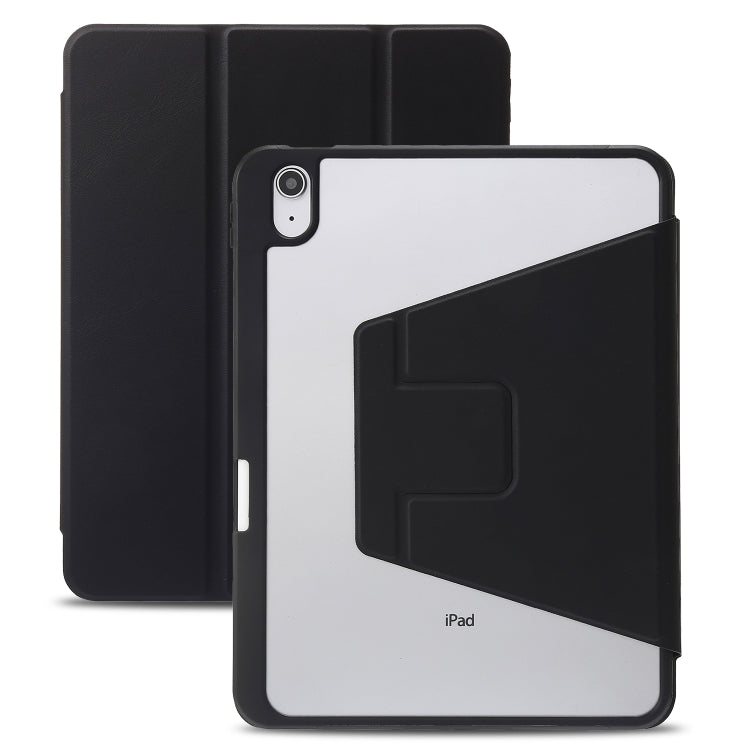 For iPad 2025 / 2022 3-Fold 360 Rotation Acrylic Leather Smart Tablet Case(Black) by buy2fix