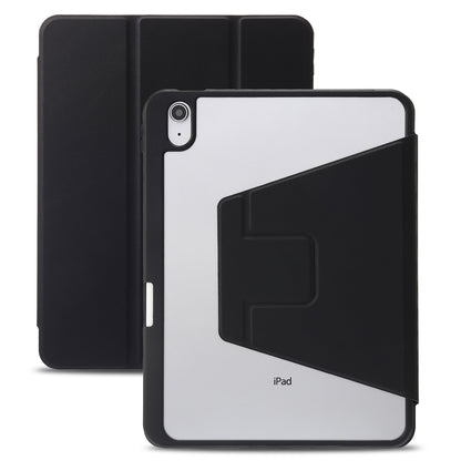 For iPad 2025 / 2022 3-Fold 360 Rotation Acrylic Leather Smart Tablet Case(Black) by buy2fix