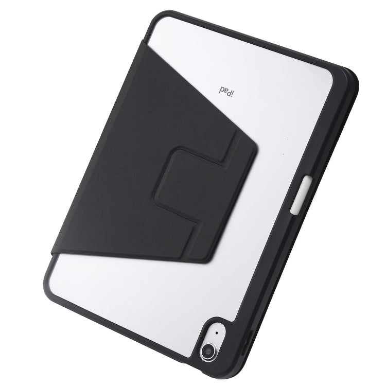 For iPad 2025 / 2022 3-Fold 360 Rotation Acrylic Leather Smart Tablet Case(Black) by buy2fix