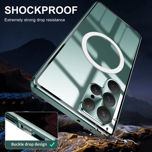 For Samsung Galaxy S22 Ultra 5G Lens Protector MagSafe Double Sided Magnetic Phone Case(Wine Red) by buy2fix