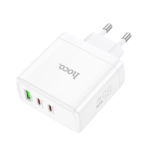 hoco N30 Glory PD 65W USB+ Dual USB-C/Type-C Interface Fast Charge Charger, EU Plug(White) by hoco