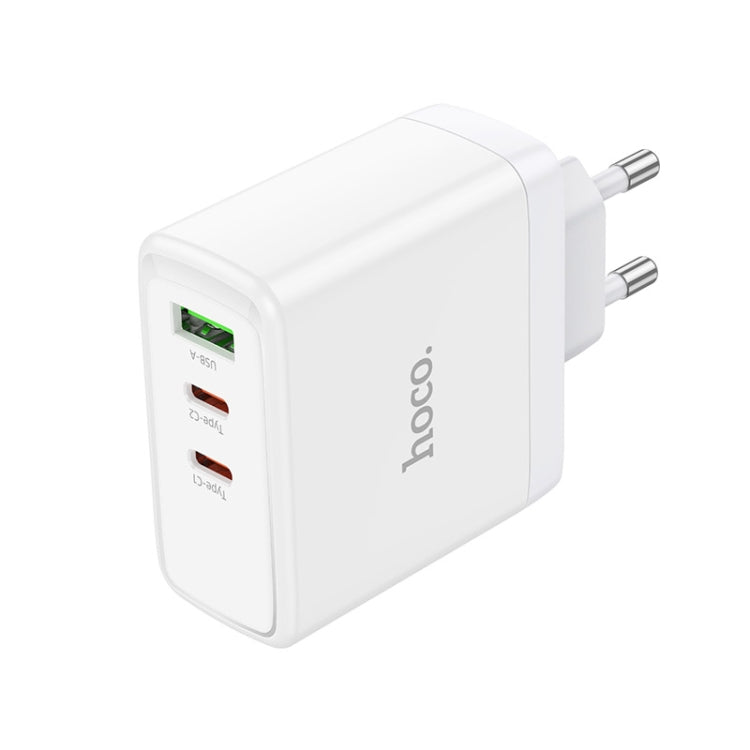 hoco N30 Glory PD 65W USB+ Dual USB-C/Type-C Interface Fast Charge Charger, EU Plug(White) - USB Charger by hoco | Online Shopping UK | buy2fix