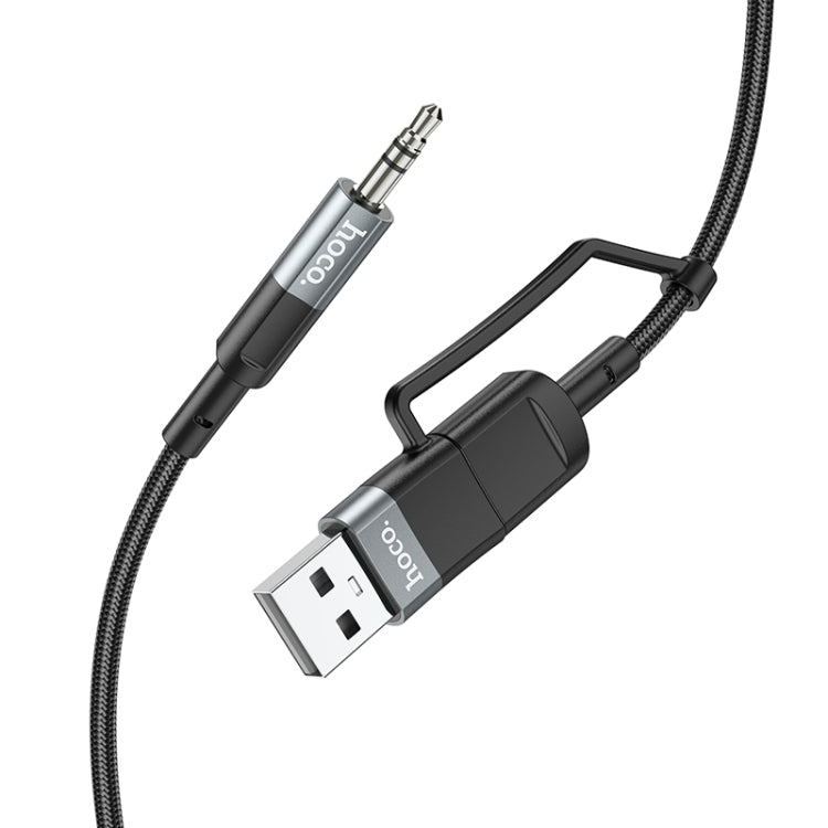 hoco UPA23 2 in 1 Type-C+USB Digital Audio Conversion Cable(Metal Grey) - Video & Audio Cable by hoco | Online Shopping UK | buy2fix