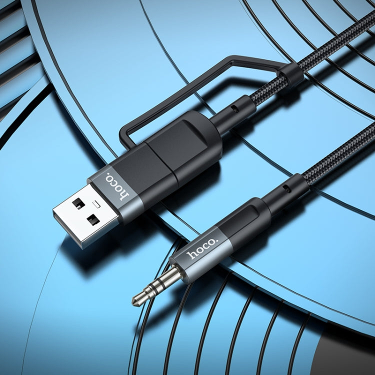 hoco UPA23 2 in 1 Type-C+USB Digital Audio Conversion Cable(Metal Grey) - Video & Audio Cable by hoco | Online Shopping UK | buy2fix