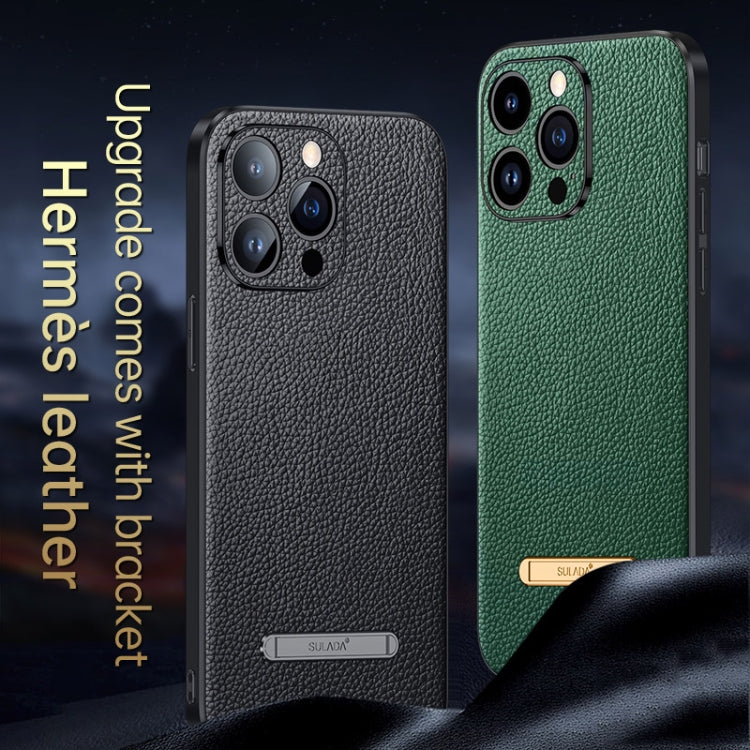 For iPhone 14 SULADA Famous Artisan Series Litchi Leather PC + TPU Phone Case(Brown) - iPhone 14 Cases by SULADA | Online Shopping UK | buy2fix