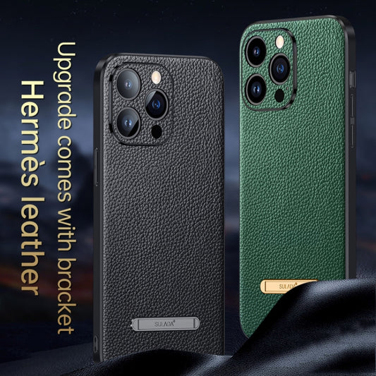 For iPhone 14 Plus SULADA Famous Artisan Series Litchi Leather PC + TPU Phone Case(Brown) by SULADA