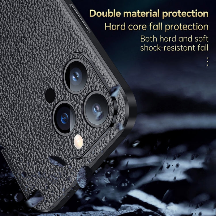 For iPhone 14 Plus SULADA Famous Artisan Series Litchi Leather PC + TPU Phone Case(Black) - iPhone 14 Plus Cases by SULADA | Online Shopping UK | buy2fix