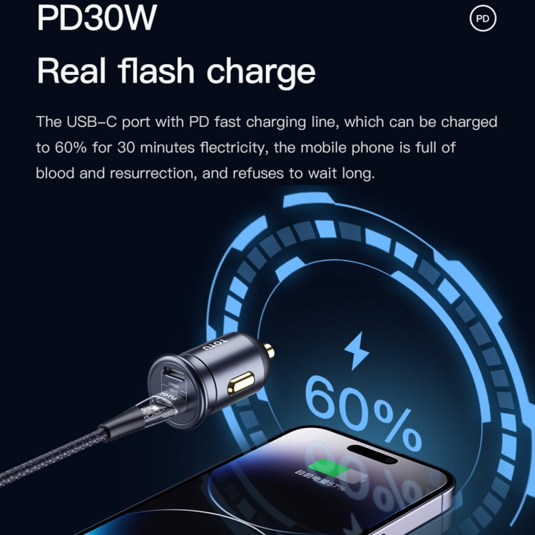 TOTUDESIGN 30W Car Fast Charging, Interface:USB-C / Typ-C + USB-C / Typ-C - In Car by TOTUDESIGN | Online Shopping UK | buy2fix