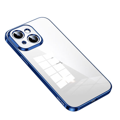 For iPhone 14 SULADA Shine Through Series Plating TPU Transparent Phone Protective Case(Blue) - iPhone 14 Cases by SULADA | Online Shopping UK | buy2fix