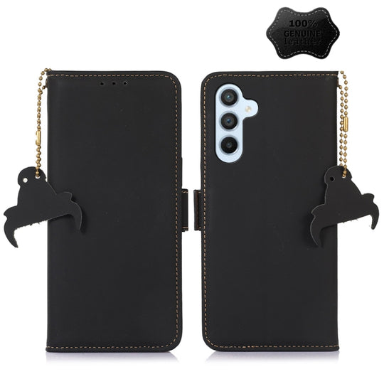 For Samsung Galaxy A54 5G Genuine Leather Magnetic RFID Leather Phone Case(Black)
