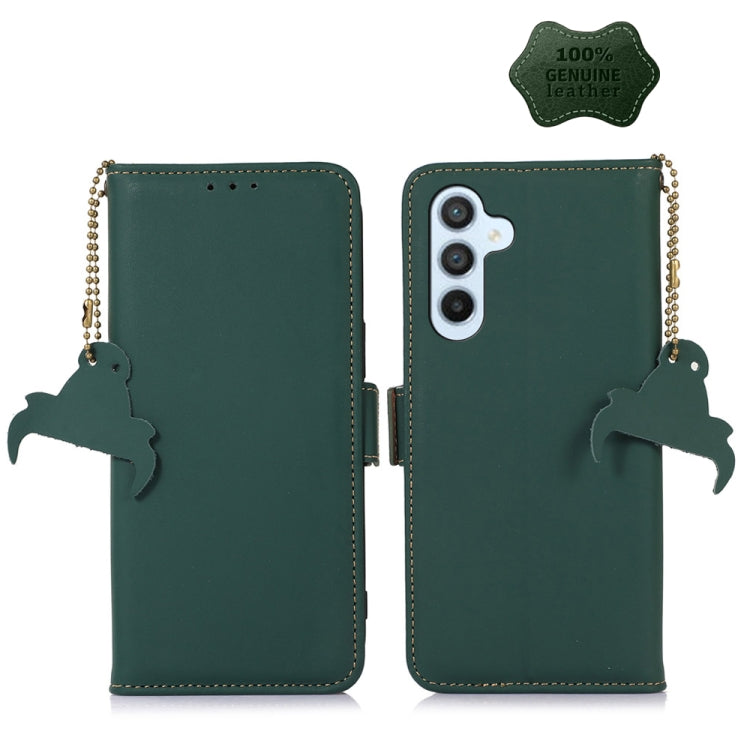 For Samsung Galaxy A54 5G Genuine Leather Magnetic RFID Leather Phone Case(Green) - Galaxy Phone Cases by buy2fix | Online Shopping UK | buy2fix
