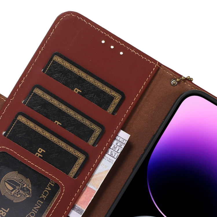 For Samsung Galaxy S23 Ultra 5G Genuine Leather Magnetic RFID Leather Phone Case(Coffee) - Galaxy S23 Ultra 5G Cases by buy2fix | Online Shopping UK | buy2fix