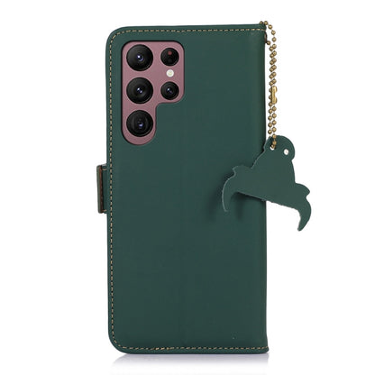 For Samsung Galaxy S23 Ultra 5G Genuine Leather Magnetic RFID Leather Phone Case(Green) - Galaxy S23 Ultra 5G Cases by buy2fix | Online Shopping UK | buy2fix