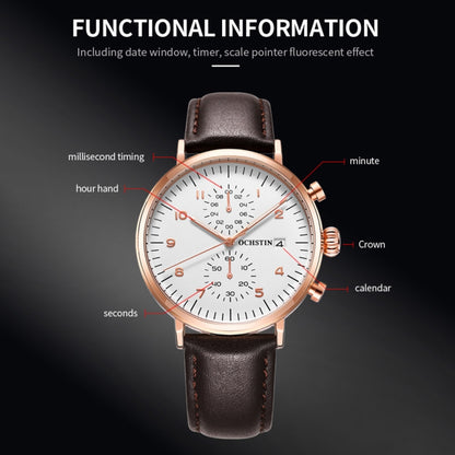 OCHSTIN 6076C Multifunctional Quartz Waterproof Men Leather Watch(Black+Black) - Leather Strap Watches by OCHSTIN | Online Shopping UK | buy2fix