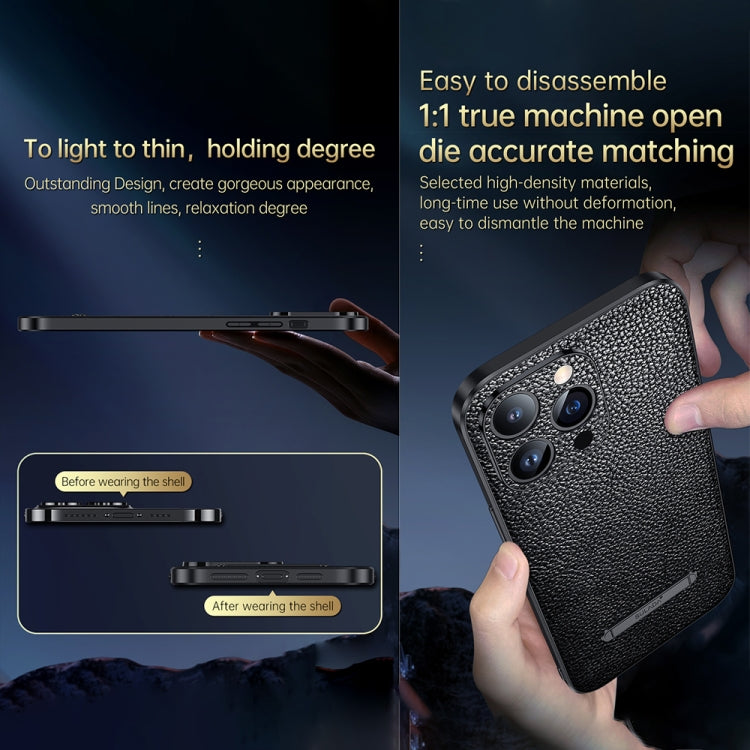 For iPhone 13 Pro SULADA Invisible Bracket Leather Back Cover Phone Case(Blue) by SULADA