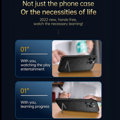 For iPhone 13 Pro SULADA Invisible Bracket Leather Back Cover Phone Case(Blue) by SULADA