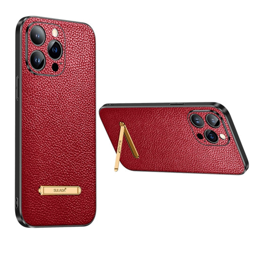 For iPhone 13 Pro Max SULADA Invisible Bracket Leather Back Cover Phone Case(Red) - iPhone 13 Pro Max Cases by SULADA | Online Shopping UK | buy2fix
