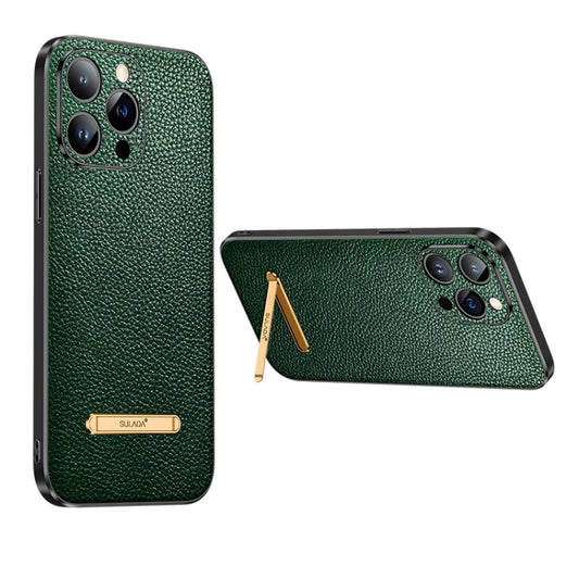 For iPhone 13 Pro Max SULADA Invisible Bracket Leather Back Cover Phone Case(Dark Green) - iPhone 13 Pro Max Cases by SULADA | Online Shopping UK | buy2fix